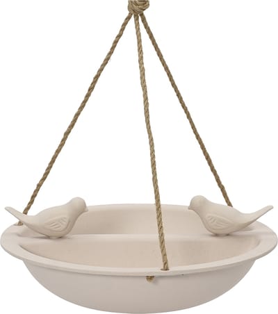 Decoris Vogelbad/drinkschaal - bamboe hout - creme wit - D27 cm - voederbak