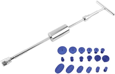 Dailygoody - T-bar schuifhamer - Verveloos uitdeuken - Lichtgewicht en gebruiksvriendelijk - Zilver - Reparatie gereedschap - Inclusief zelfklevende t...