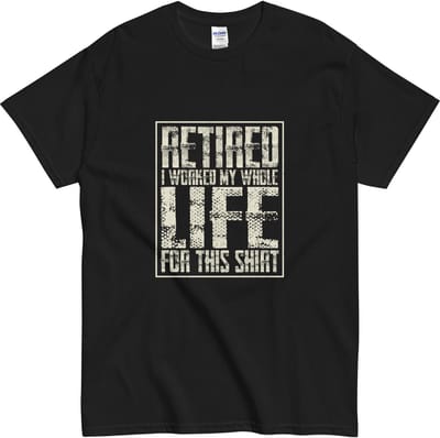 Dames en Heren T Shirt met Tekst: Retired - Humoristisch Cadeau voor Pensionering - Zwart - 2XL