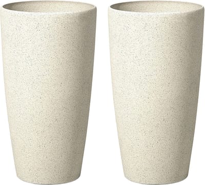 ABDERA - Bloempot set van 2 - Lichtbeige - Groot - Stenenmix