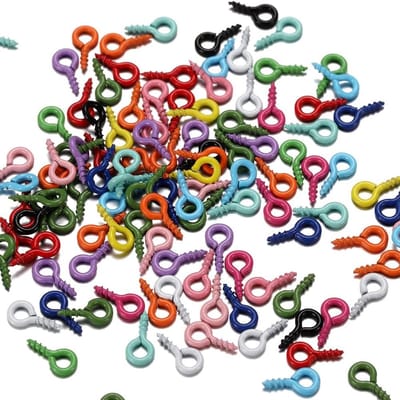 100 STKS Kleine Schroef Oogspelden Haken Zelftappende Oogjes Mini Schroef Oog Bails Voor Sieraden Maken Bevindingen DIY Ambachten 5x10mm (Kleurrijk)