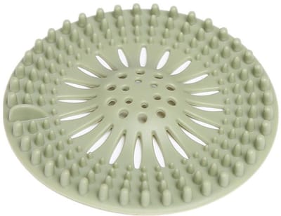 Gootsteen zeef - Afvoerputje - Haarfilter - Haarvanger - Anti haar stop - Putje - Plug - Afvoerplug - Bad / douche / wasbak / wastafel - Drain hair catcher - Siliconen - 13,3 cm - Groen - Jonyx
