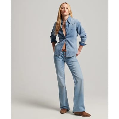 Superdry - Denim westernoverhemd van biologisch katoen - Dames - Shirts
