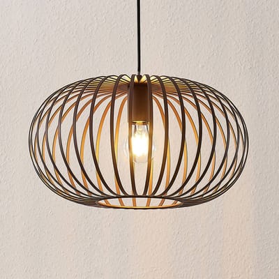 Lindby - hanglamp - 1licht - IJzer - H: 21 cm - E27 - koffiebruin
