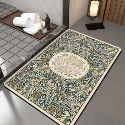 Amerikaanse Retro Waterabsorberende Sneldrogende Diatomeeënaarde Mat Badkamerdeur Badkamer Antislip Mat Technisch Doek Makkelijk Te Drogen Voetmat 50*80cm
