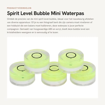 Dailygoods - Spirit Level Bubble - Mini Waterpas - Compact en Draagbaar - Transparant - Nauwkeurige Metingen - Geschikt voor Balans en Camera Platforms