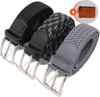 Safekeepers Elastische Riem - Gevlochten Riem Zonder Gaatjes - 3 Stuks