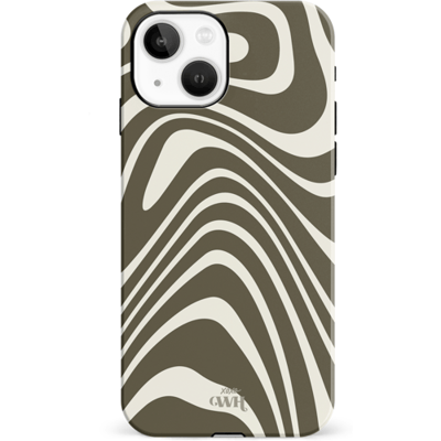 xoxo Wildhearts Boogie Wonderland Green - Double Layer - Hard case geschikt voor iPhone 15 hoesje - Golven print hoesje groen - Beschermhoes shockproof case geschikt voor iPhone 15 hoesje - Hoesje met golven print groen