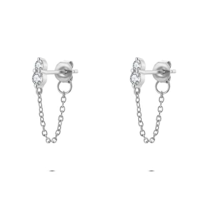 Twice As Nice Oorbellen in zilver, ketting met zirkonia Zilverkleurig