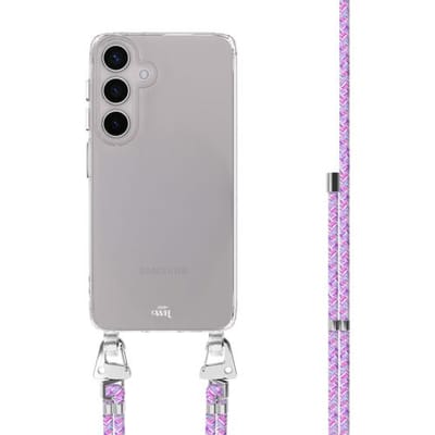 xoxo Wildhearts siliconen hoesje - Geschikt voor Samsung Galaxy S25 Plus - Purple Fever - Telefoonhoesje - Hoesje met koord - telefoonkoord - Transparant hoesje - In lengte verstelbaar - Paars koord