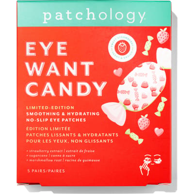 Patchology Eye Want Candy Under‑Eye Patches – Hydraterende & Smoothing Gel Eye Masks met Aardbei‑Extract & Botanische Hydratanten – Vermindert Puffiness, Verfrist & Verheldert – No‑Slip & Zoete Geur – Perfect Self‑Care & Beauty Boost