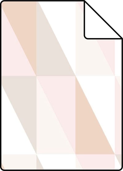 Proefstaal ESTAhome behang grafische driehoeken zacht roze, warm oranje en beige - 26.5 x 21 cm - 139196-S