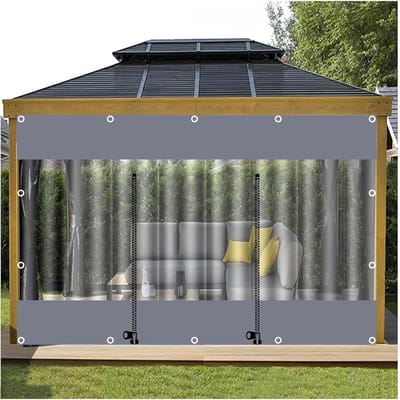 Waterdichte Dekzeil Gordijnen - Doorzichtig Zeil - Buiten Leven - Met Rits Deur - 1.5 x 2.3 Meter - Transparant
