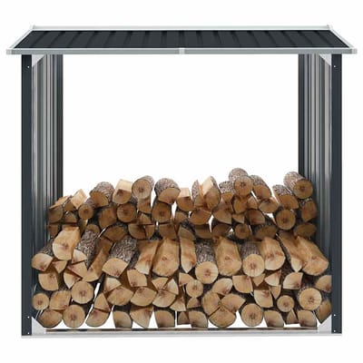 vidaXL - Haardhoutschuur - 172x91x154 - cm - gegalvaniseerd - staal - antraciet