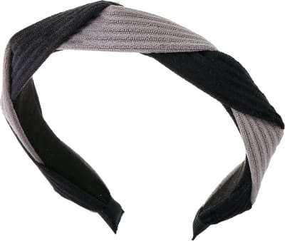 Emilie collection - haarband - zwart - grijs - corduroy - ribfluweel
