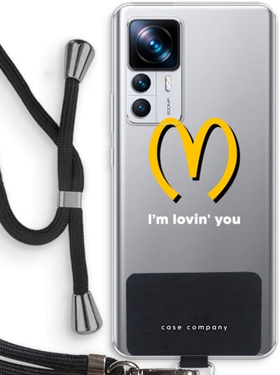 Case Company® - Hoesje met koord geschikt voor Xiaomi 12T hoesje met Koord - I'm lovin' you - Telefoonhoesje met Zwart Koord - Bescherming aan alle Kanten en Over de Schermrand