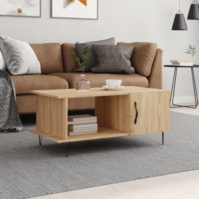 vidaXL - Salontafel - 90x50x40 - cm - bewerkt - hout - sonoma - eikenkleurig