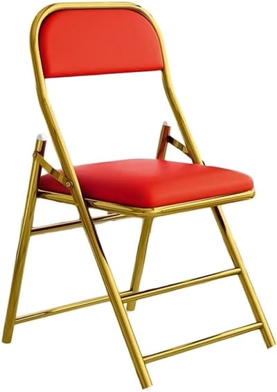 Opvouwbare Metalen Stoel - Klapstoel Tuinstoel - Buiten Zitten - Gewatteerd Comfort - 46x50x81 cm - Rood