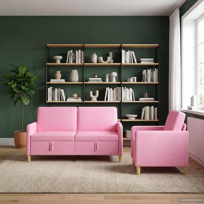vidaXL - Sofa - Set - Met - Opslag - 2 - st - Roze - Polyester