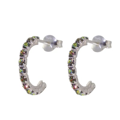 Behave – Oorbellen – 925 Sterling Zilveren Oorringen met Antraciet Multi Kristal steentjes