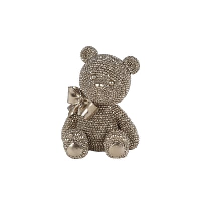 Teddybeer sculptuur goud polystone decoratie 10x8x13cm.