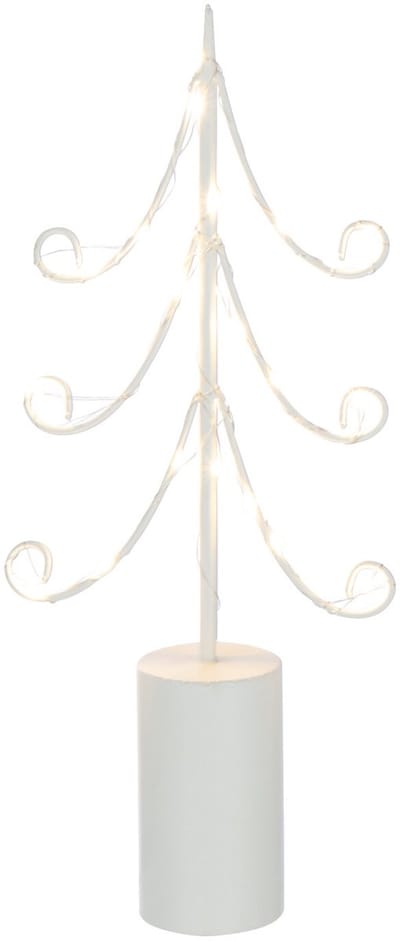 J-Line decoratie Boom - ijzer - wit - small - LED lichtjes
