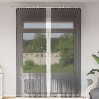 vidaXL - Gordijnen - voile - met - roedezakken - 2 - st - zwart
