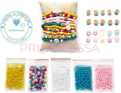 Zelf sieraden maken kralen pakket - Armbandjes en enkelbandjes – Regenboog smiley en emojis figuurkralen - 4mm rocailles – Geel, roze, turquoise, wit, Ibiza mix - Klei kralen – Fimo kralen – Polymeer kralen – DIY