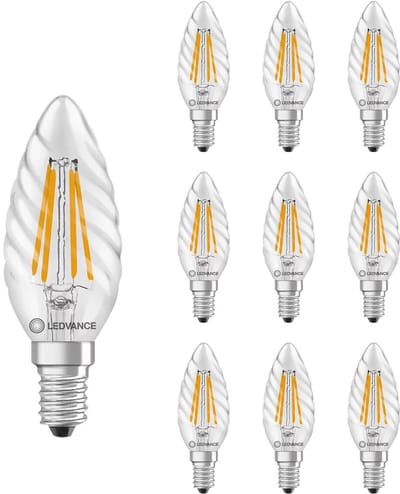 Ledvance LED Kaarslamp E14 - 3.4W 470lm 2700K 230V - Ø45mm - 10 stuks - Geschikt voor tafellampen, keukenkastjes, werkkamer - 10 stuks