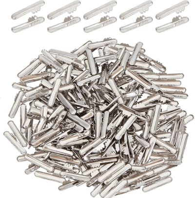 Dailygoods- Koorduiteinden 350 stuks - Roestvrij Staal - Vouwterminators - Bevestigingstopper - Klemsluiting - Maat 15,5 x 2,5 mm - Koordsluitingen