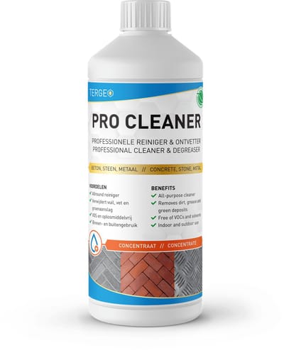 Tergeo Pro Cleaner 1L | Krachtige Terrasreiniger & Gevelreiniger - Tuintegels Reinigen, Betonreiniger & Dakpannen Reinigen - Krachtige Allesreiniger & Professionele Ontvetter - 1L concentraat tot 100m²