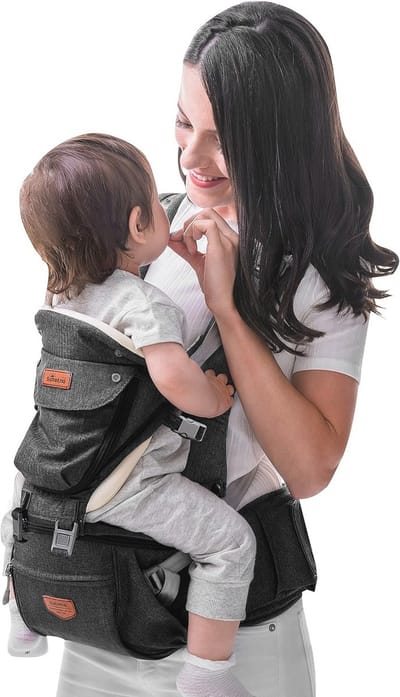 Ergonomische Babydrager met Verstelbare Capuchon - 3-in-1 Heupzitje en Rugdrager voor Baby's tot 20 kg