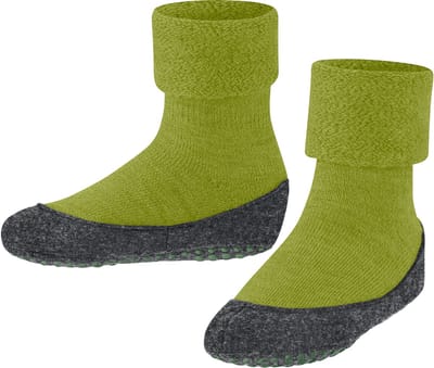 FALKE Cosyshoe Teens Noppen op de zool wol huissokken kinderen groen - maat 35-36