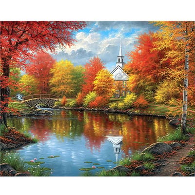 5D DIY Diamond Painting Ondergaande zon Landschap Kruissteek Volledig diamantborduurwerk 20X30CM gray