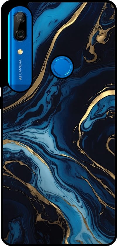 Smartphonica Telefoonhoesje Geschikt voor Huawei P Smart Z / Y9 Prime (2019) met marmer opdruk - TPU backcover case gold blue marble design - Goud Blauw geschikt voor Huawei P Smart Z;Huawei Y9 Prime (2019)