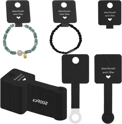 Sieraden Display Kaarten - Verpakking Labels - Winkel Presentatie - Met Houder Stand - 500 Stuks - Zwart