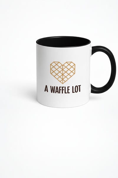 Mok 'A WAFFLE LOT' - Grappig Wafel Hart Design | Wit/Zwart Koffie Mok Cadeau