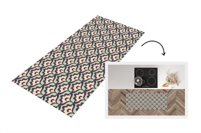 Keukenloper 120x50 cm - Keukenmat vinyl Patroon - Retro - Bloemen - Keukenmatten loper - Keuken vloerkleed tapijt