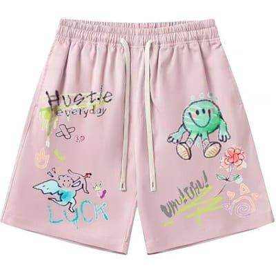 Shorts Heren Zomer Dunne Strand Vijfpuntsbroek Dopamine Wear Losse Casual Sportbroek One size white