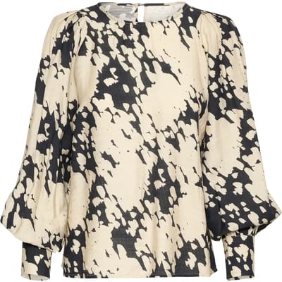 Kaffe Blouse Kalouise Blouse 10508990 106289 Black/sand Graphic Cloud Dames Maat - W38