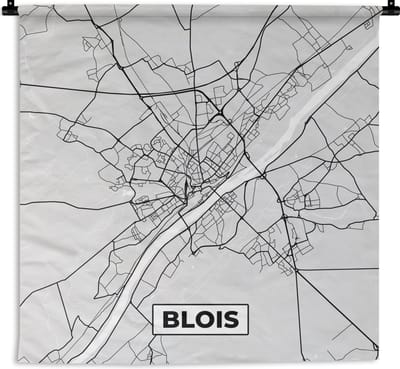 Wandkleed - Wanddoek - Plattegrond - Blois - Stadskaart - Kaart - Frankrijk - 180x180 cm - Wandtapijt