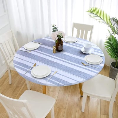 Ronde Tafelhoes - Beschermhoes Tafel - Tafel Beschermen - Elastische Rand - 140 cm - Gestreept