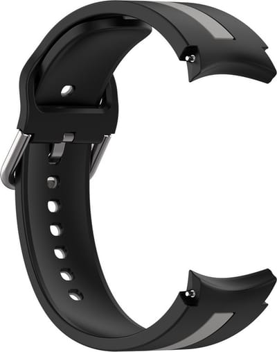 Siliconen bandje - geschikt voor Samsung Galaxy Watch 7 / Watch FE / Watch 6 / Watch 6 Classic / Watch 5 / Watch 5 Pro / Watch 4 / Watch 4 Classic - zwart-grijs