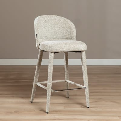 Bronx71® Barkruk Charlie chenille taupe 69 cm - barstoel