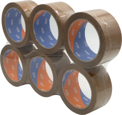 Low noise verpakkingstape Bruin PP acryl - 6 rollen Dozentape - 48mm x 66m - Plakband - DULA