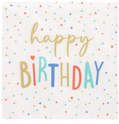 10x 20 Servetten 3-laags 1/4 vouw 33 cm x 33 cm Happy Birthday