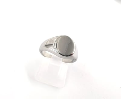 Roestvrijstaal - jongens - zegelring - ovaal - maat 15 – zilverkleurig - eerste zegelring - communie cadeau - Pinkring.