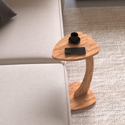 Bijzettafel Klinerg op wielen C-vorm 40x37x56 cm houtkleurig [en.casa]