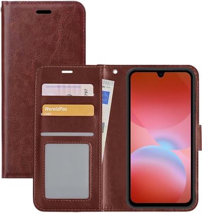 Hoesje - Met Pasjeshouder - Geschikt voor Samsung Galaxy A26 - Luxe Bookcase Portemonee - Flip Case - Kunstleer Book Case - Flipcase - Book Cover - Walletcase - Portemonneehoes - Bruin