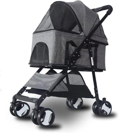Huisdieren Kinderwagen - Dierenbuggy - Comfortabel Reizen - 3-in-1 Systeem - Tot 15 kg - Zwart